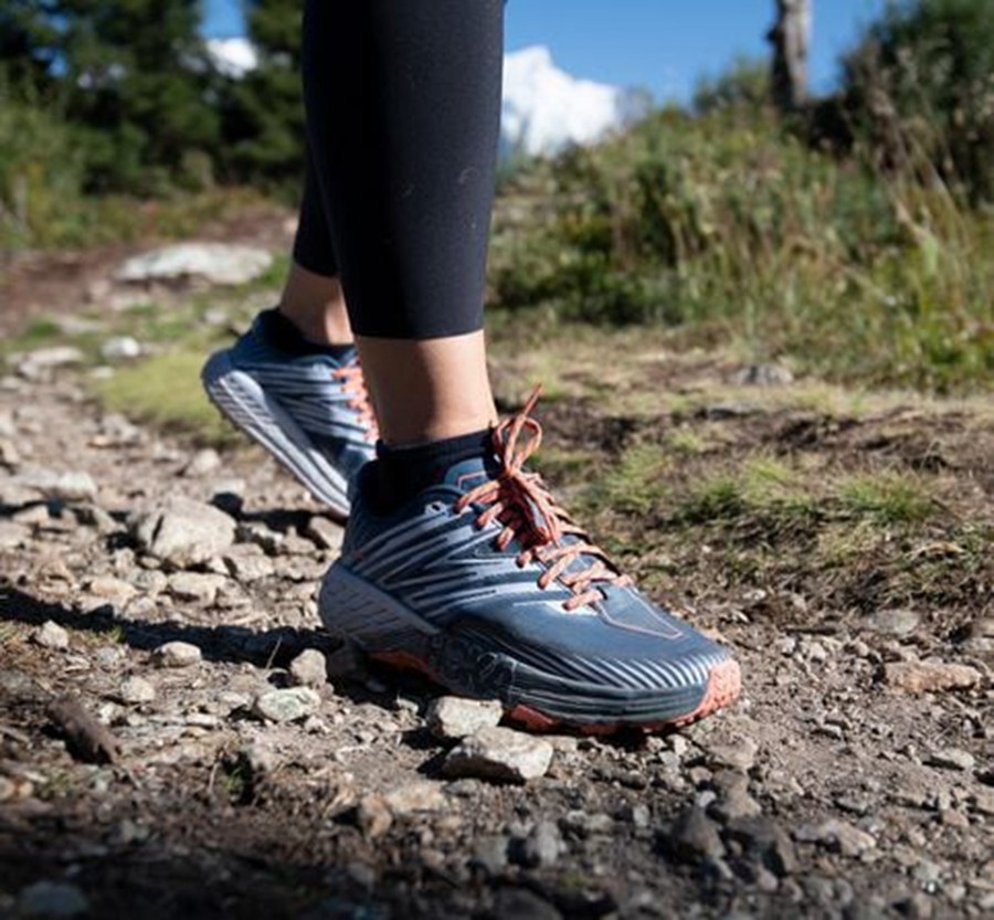 Trail Shoes Womens - Hoka One One Speedgoat 4 - Navy/White - HTABRLM-13